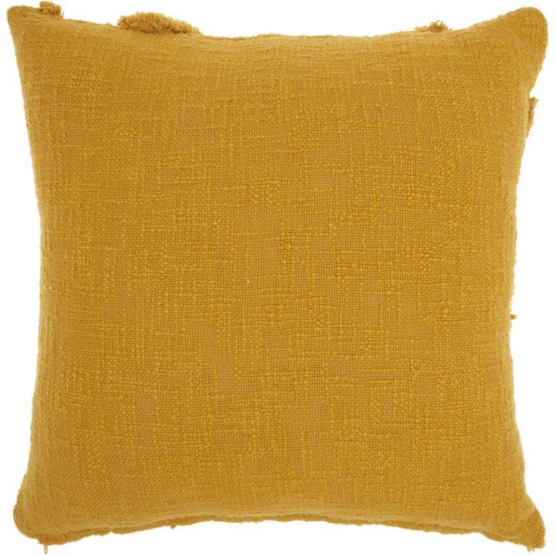 Mustard Diamond Embroidered 18" Square Cotton Throw Pillow