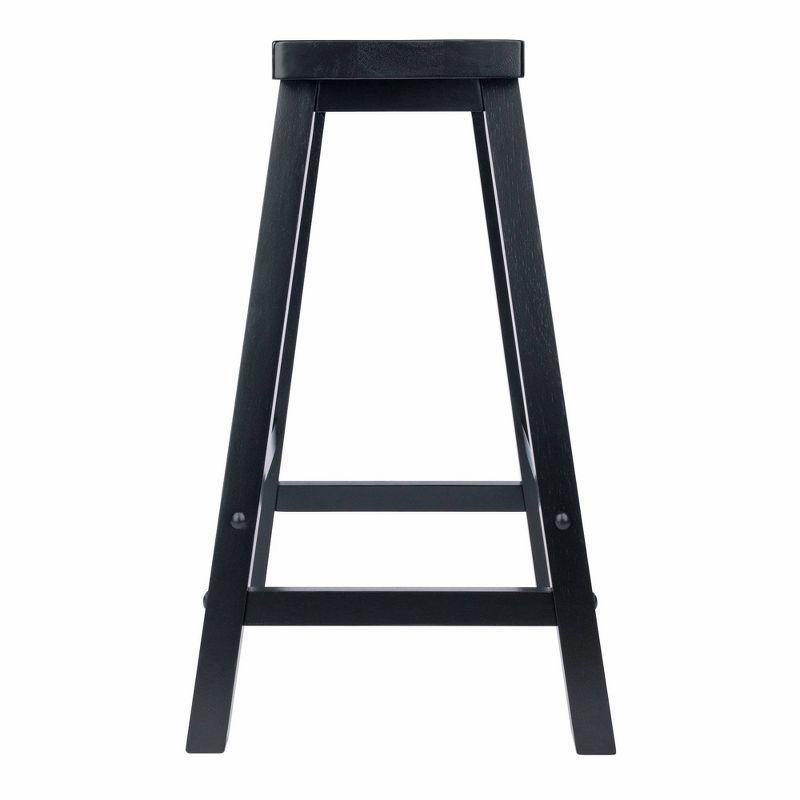 24" Satori Saddle Seat Counter Height Barstool Black - Winsome: Solid Hardwood, Backless Design
