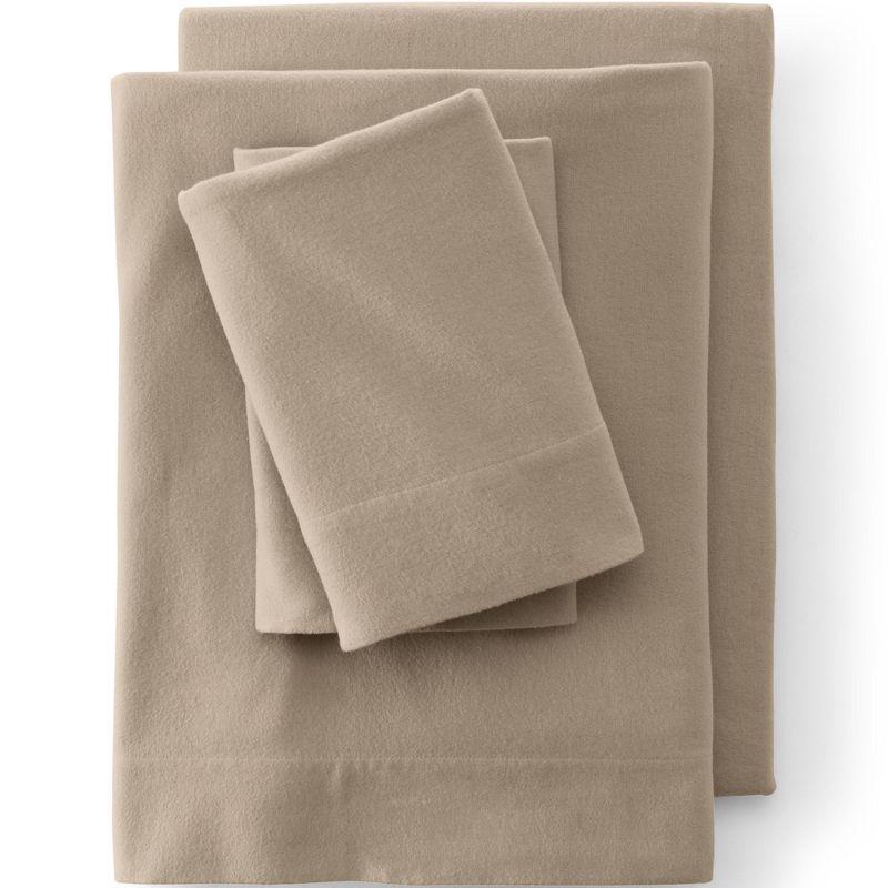 Lands' End Comfy Super Soft Cotton Flannel Bed Sheet Set - 5oz - Twin Extra Long - Khaki