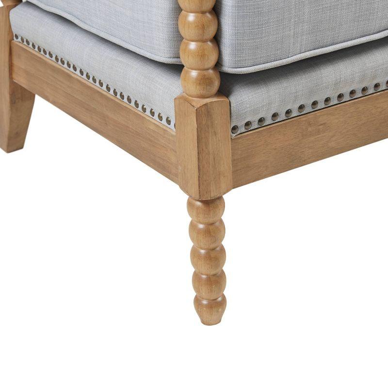 Lyla Accent Chair Light Blue - Madison Park: Elegant Upholstered Bronze Nailhead Trim