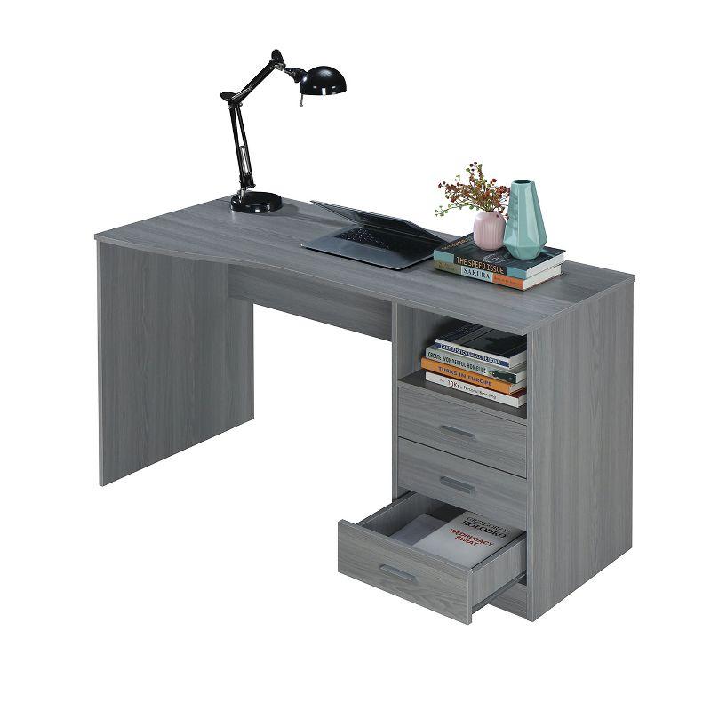 Elegant Gray Wood Computer Desk with Storage Drawers