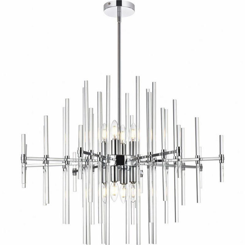 Sienna 8-Light Chrome Crystal Rod Pendant Chandelier