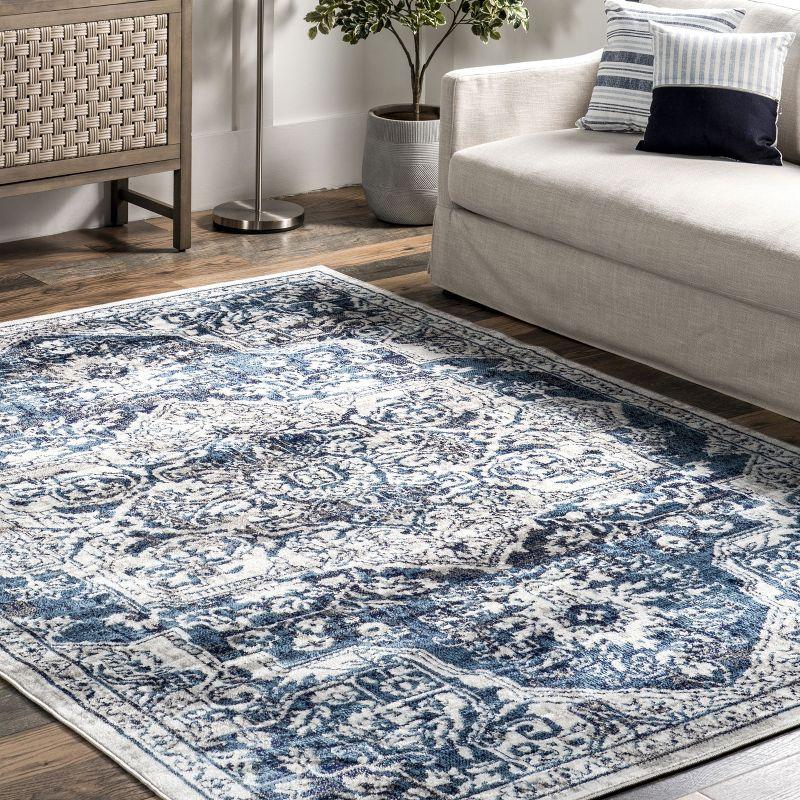 Nuloom Maryanne Geometric 9x12 Indoor Area Rug for Living Room Bedroom Dining Room Kitchen, Blue/Ivory