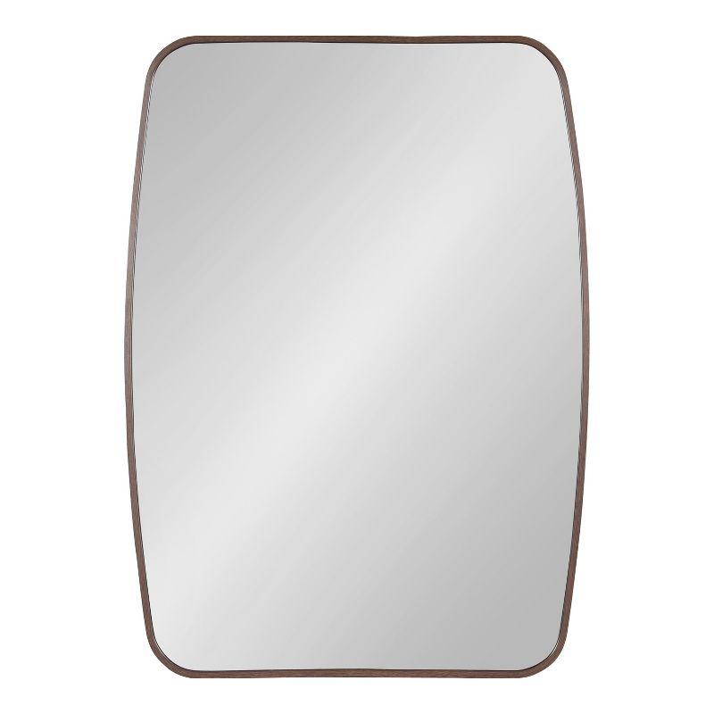 Kate and Laurel Zayda Metal Square Barrel Mirror, 20x28, Walnut Brown