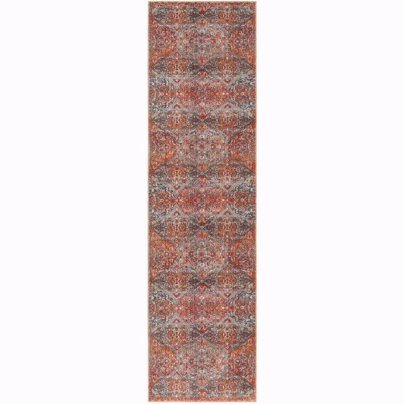 Vintage Persian VTP470 Power Loomed Indoor Runner Rug - Aqua/Orange - 2'2"x8' - Safavieh.