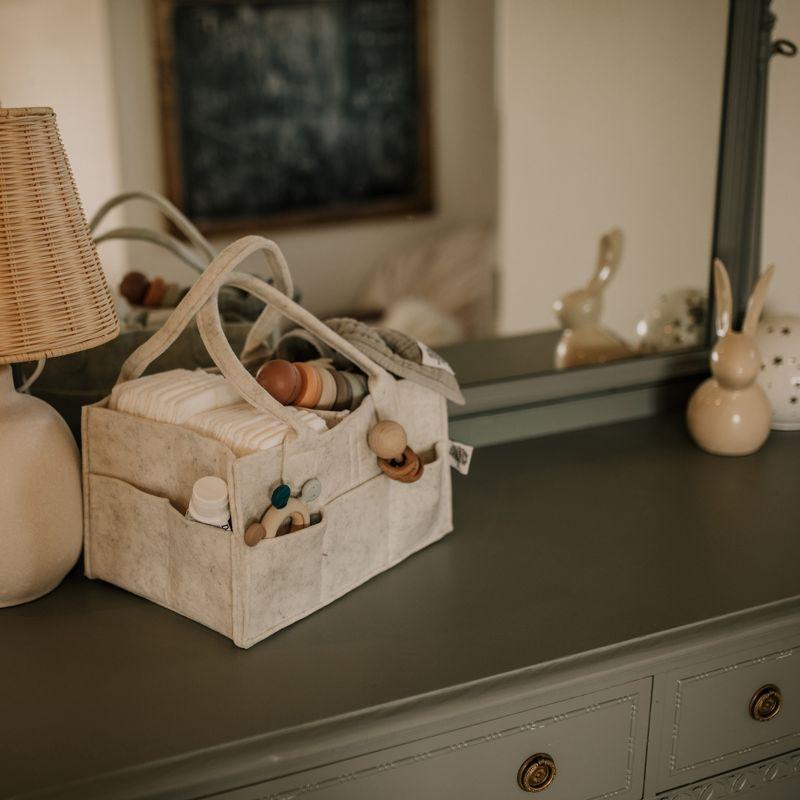 White Felt Diaper Caddy with Removable Insert