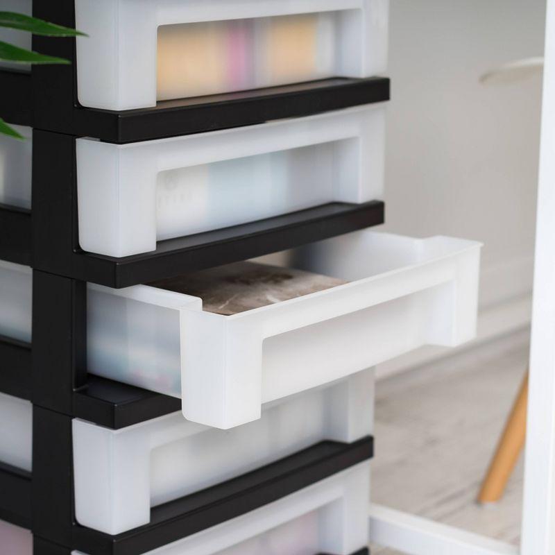 IRIS Drawer Storage Cart with Organizer Top Black