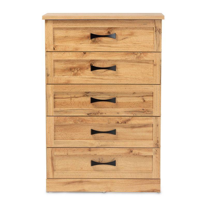 Colburn Wood 5 Drawer Tallboy Storage Chest - Baxton Studio: Engineered for Bedroom