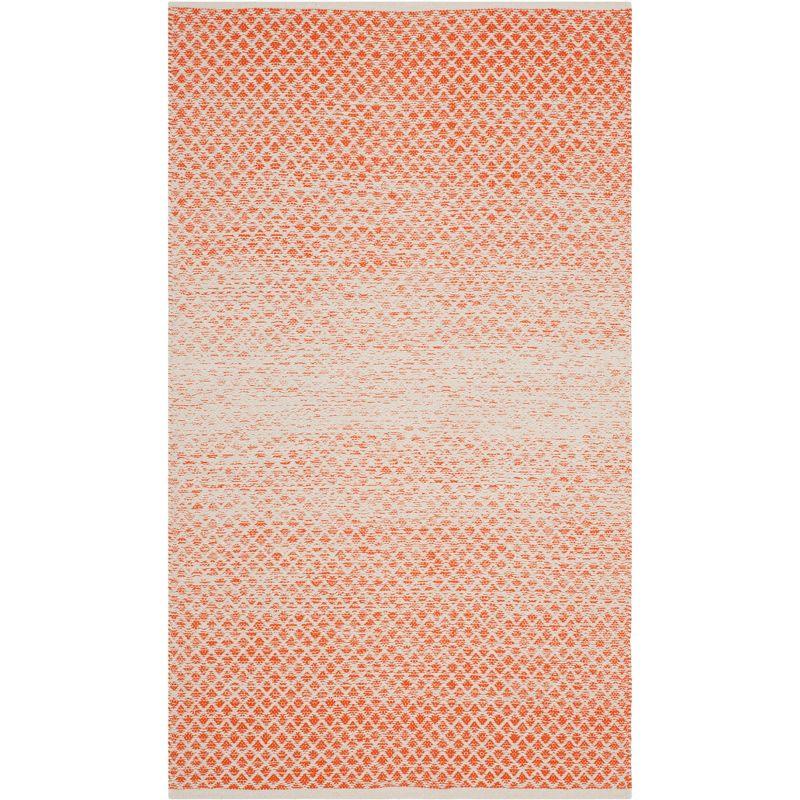 Handwoven Orange and Ivory Cotton Flatweave Rug, 2'3" x 5'