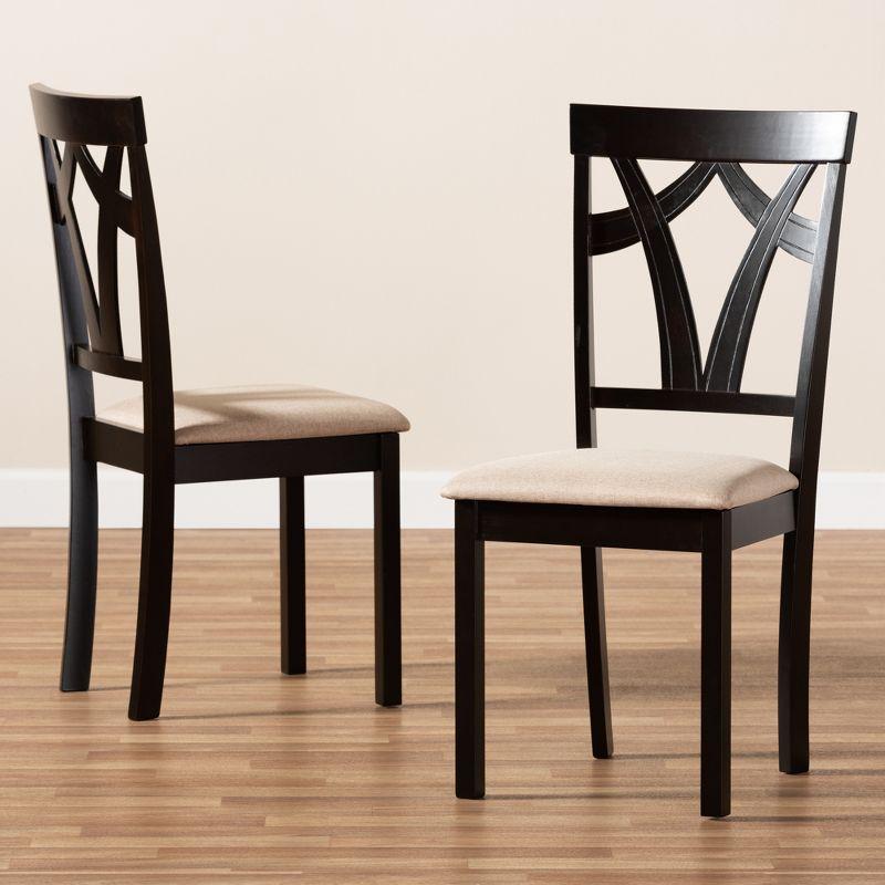 Set of 2 Sylvia Espresso Finished Dining Chair Sand/Brown - Baxton Studio