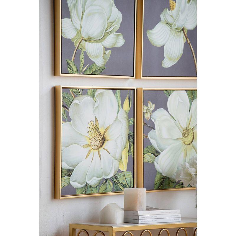 Blooming Florals Framed Wall Art -20"W X 1.5"L X 20"H - Gold