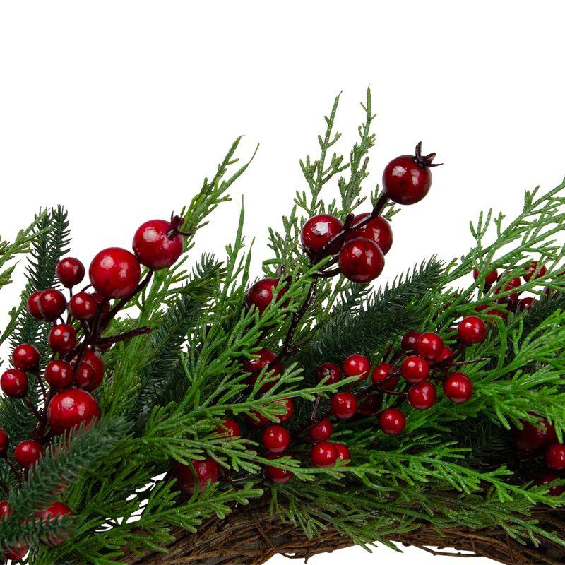 Mixed Pine and Berries Artificial Christmas Wreath - 26 inch Unlit