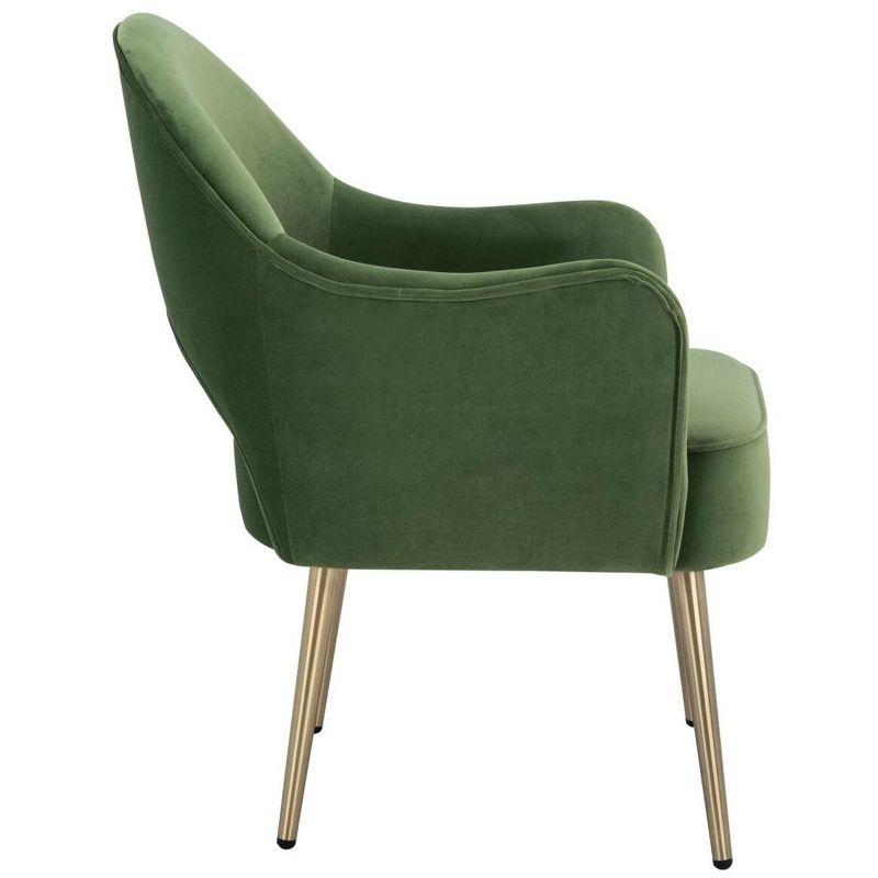 Luxurious Green Velvet Wood Accent Chair with Gold Metal Legs