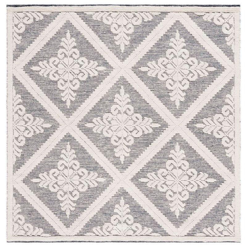Vermont VRM306 Hand Woven Indoor Area Rug - Ivory/Navy - 6'x6' - Safavieh