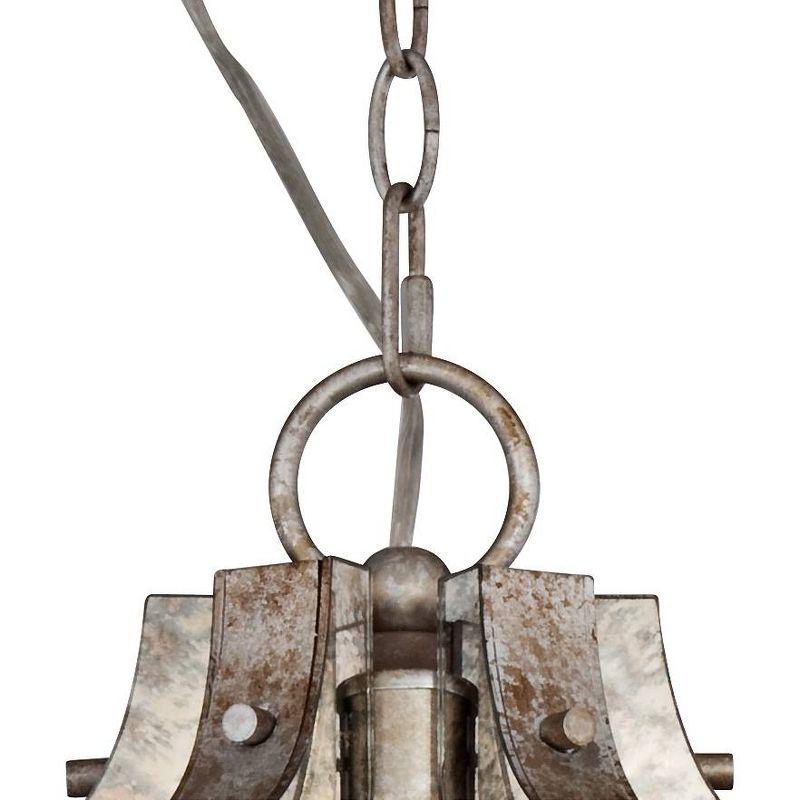 Aged Bronze 6-Light Candle Chandelier with Silver Accents