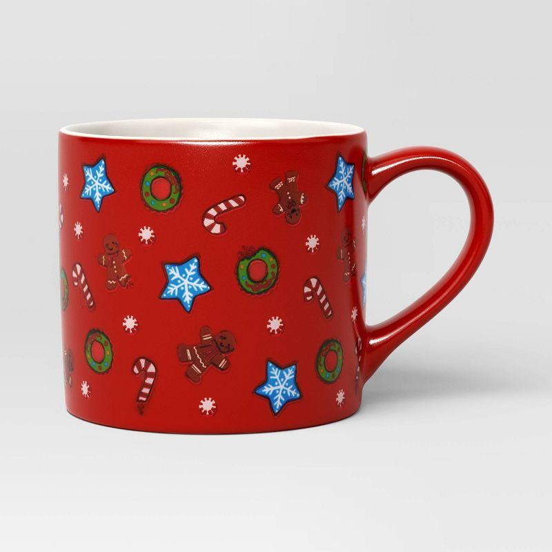 15.5oz Red Ceramic Christmas Holiday Print Mug