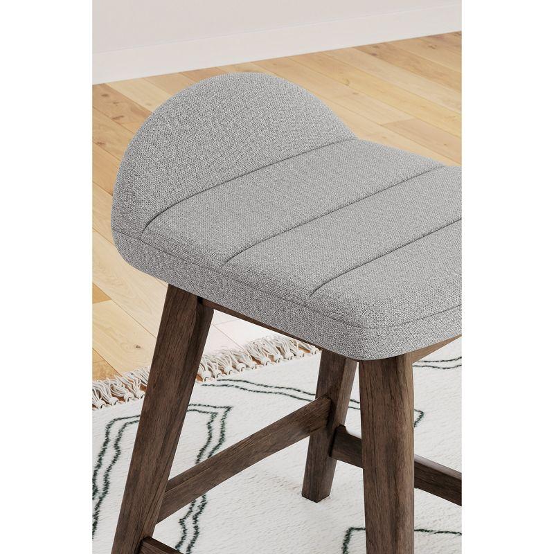 Signature Design by Ashley Lyncott Counter Height Upholstered Barstool with Foam Cushion, Set of 2, Light Gray