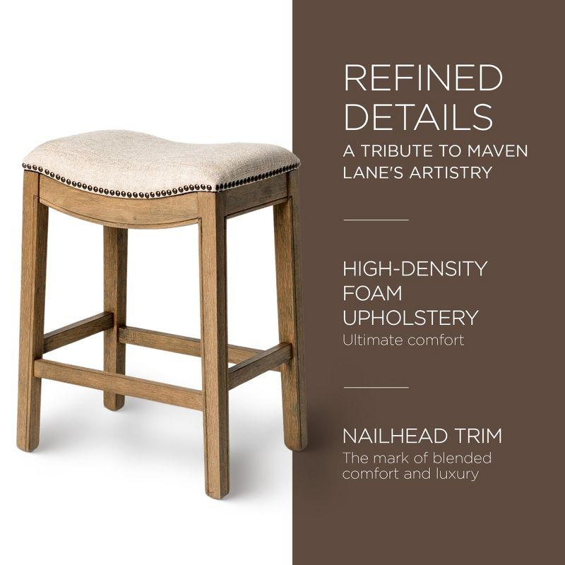 Maven Lane Maven Lane Adrien Backless Saddle Kitchen Stool with Fabric Upholstery