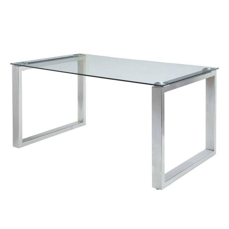 Clear Glass and Chrome Rectangular Dining Table for Six