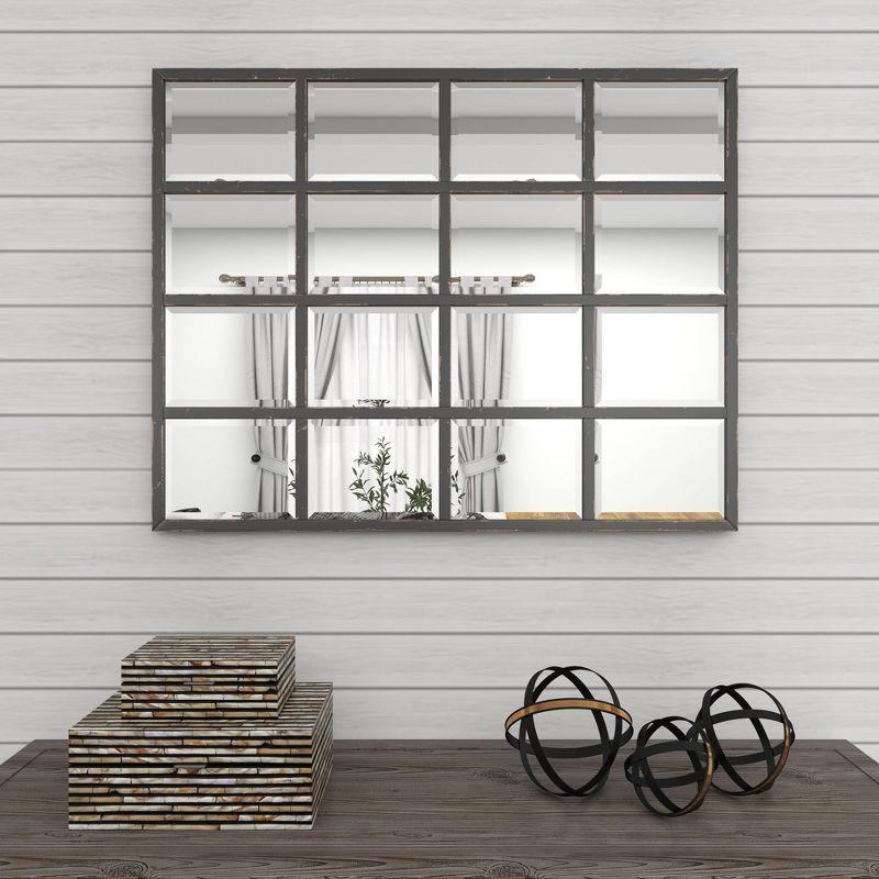 Glass Window Pane Inspired Wall Mirror Black - Olivia & May: Industrial Style, 45x35.38", Iron Frame