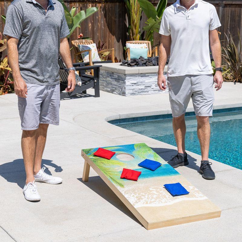 Beach Scene Premium Wood Cornhole Set with Bean Bags