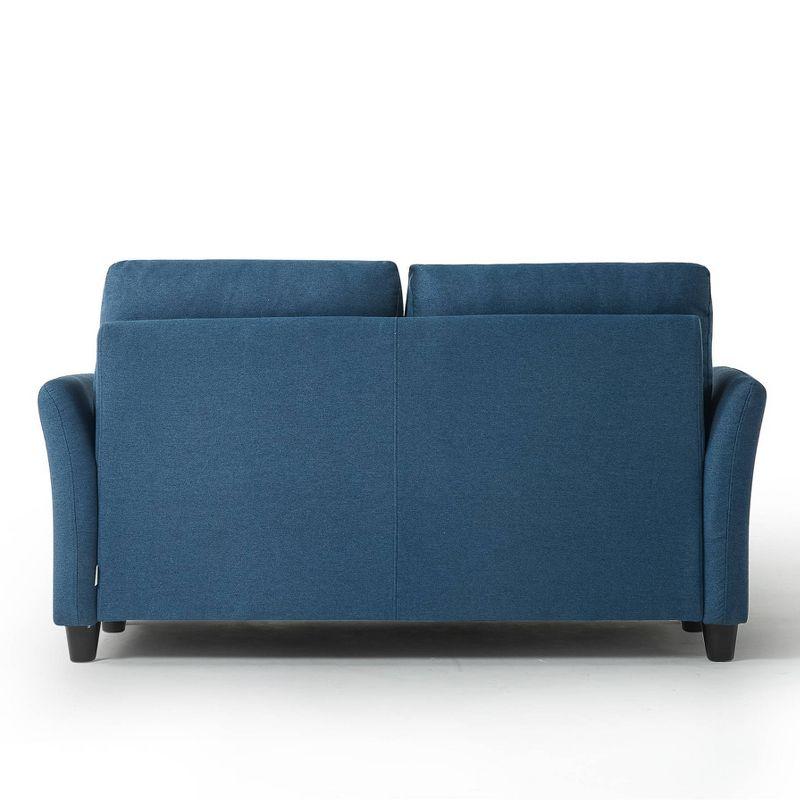 Lyon Blue 52" Tufted Loveseat with Flared Arms and Woven Fabric