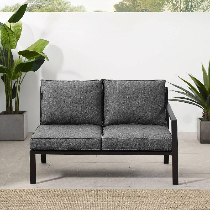 Clark Outdoor Steel Right Side Loveseat Charcoal/Matte Black - Crosley