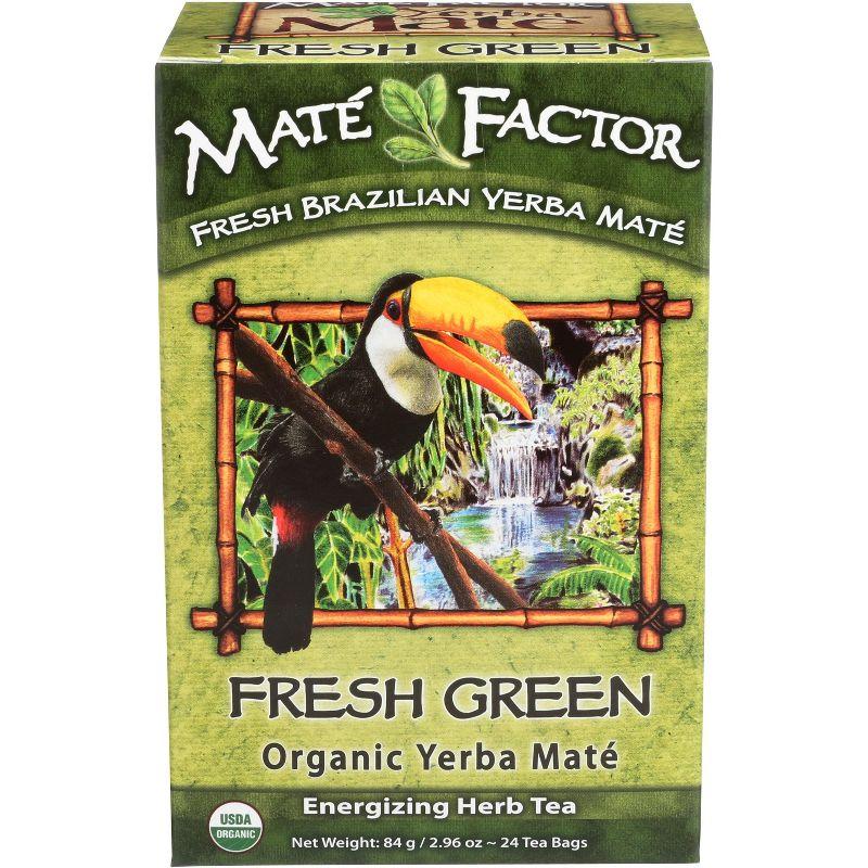 Mate Factor Fresh Green Organic Yerba Mate - Case of 6 - 24 Bags