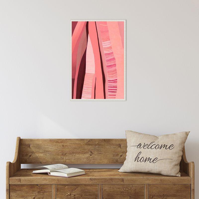 Pink Layers Abstract Canvas Art with White Floater Frame