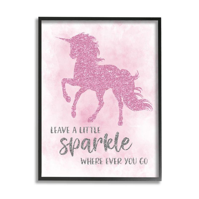 Stupell Industries " Leave A Little Sparkle Phrase Pink Shimmer Unicorn " by Natalie Carpentieri Painting Print
