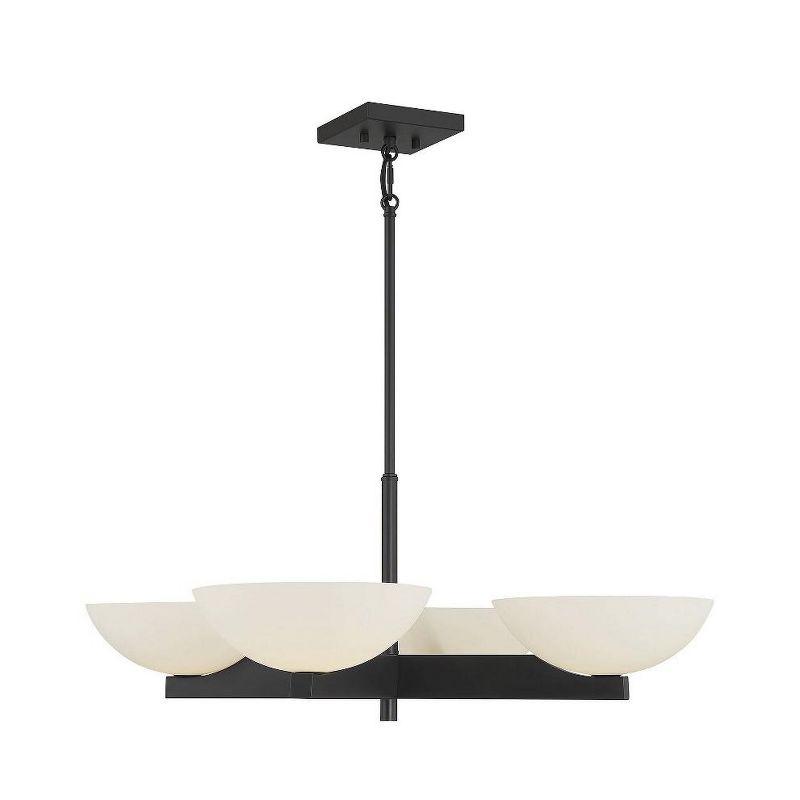 Matte Black Mid-Century Modern 4-Light Chandelier