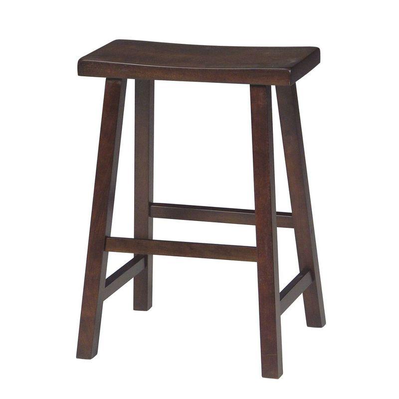 Walnut Saddle Style Backless Wood Counter Stool