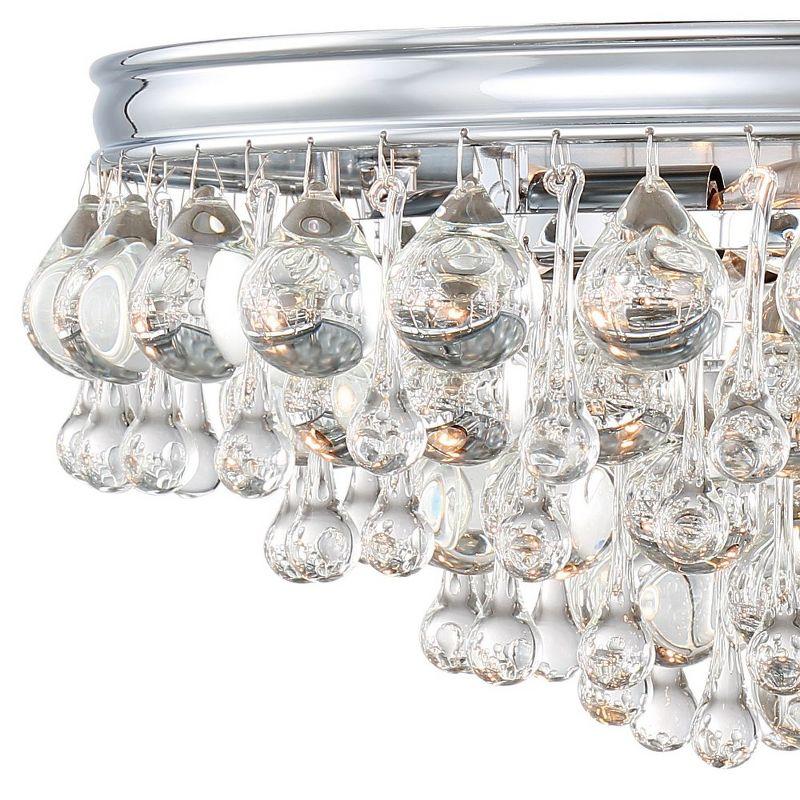 Calypso 20" Polished Chrome 6-Light Flush Mount with Clear Crystal Drops