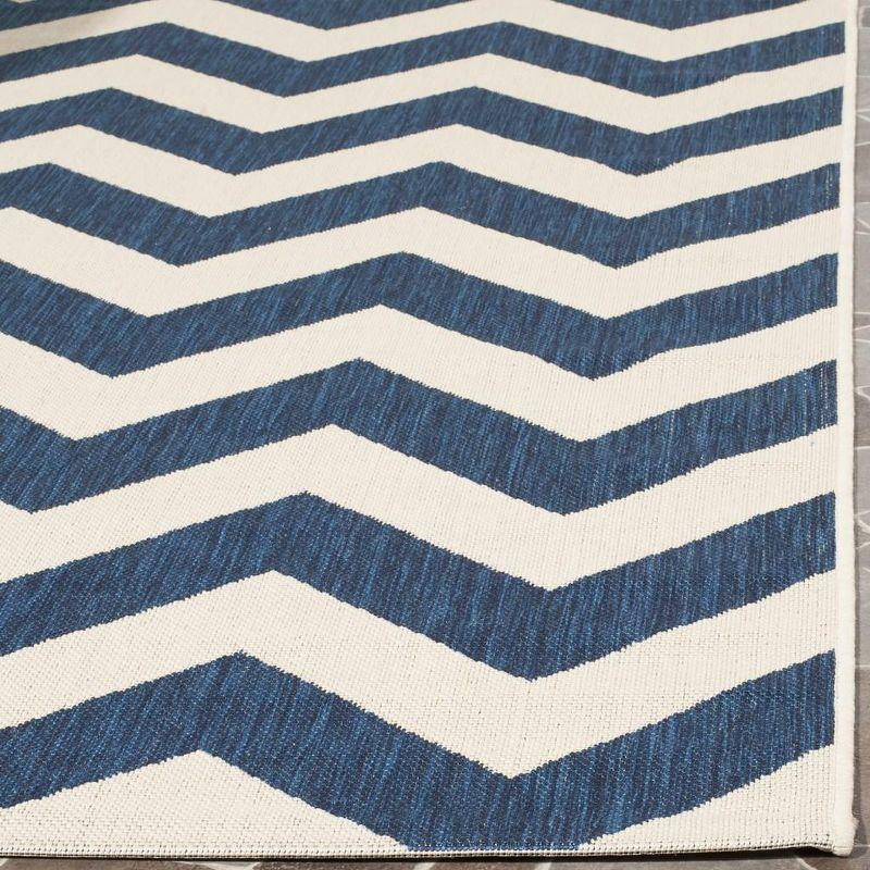 Navy and Beige Chevron Outdoor Area Rug