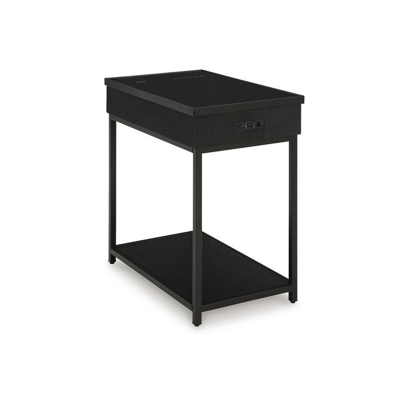 Signature Design by Ashley Gemmet Accent Table with Wireless & USB Charging, Black