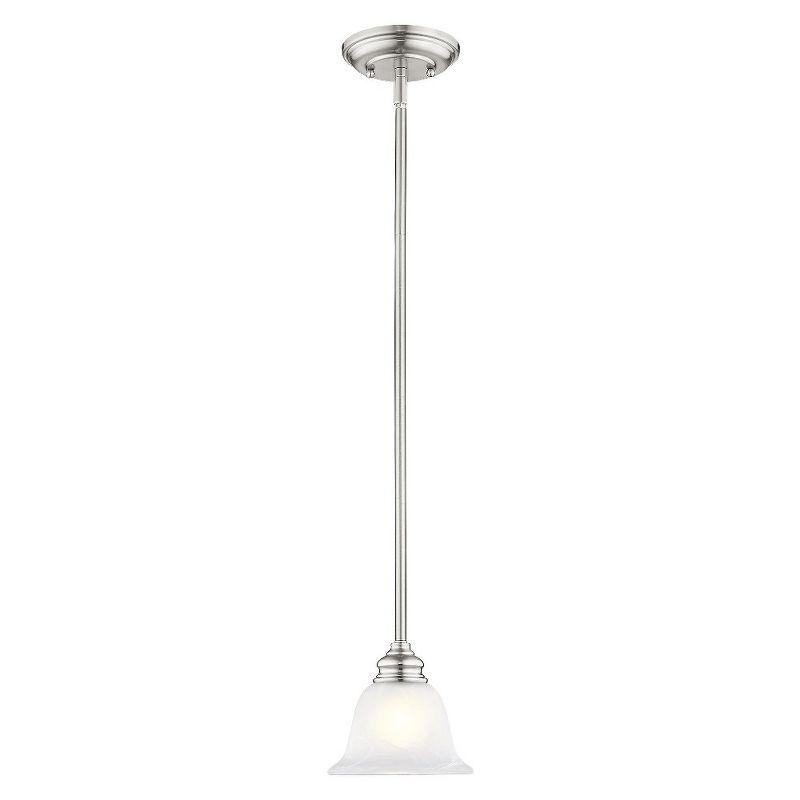 Brushed Nickel Mini Pendant with Alabaster Glass Shade