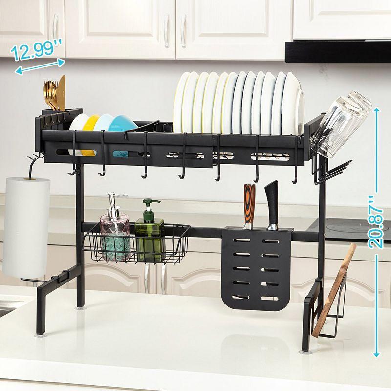 WhizMax Over Sink Dish Drying Rack, Adjustable Multifunctional Dish Drainer for Kitchen Storage Countertop Organization, 25.6-35.5in