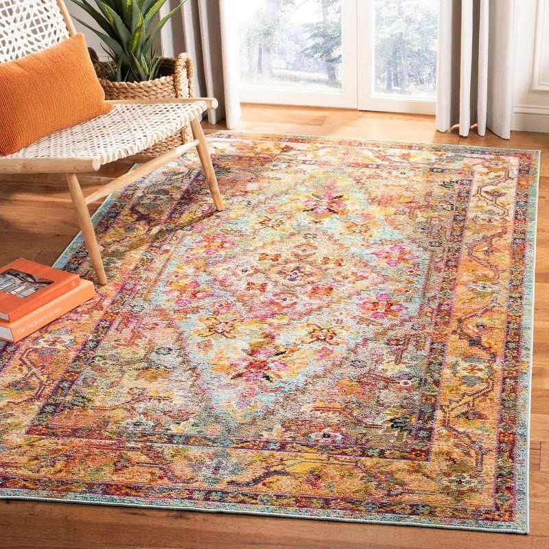 Crystal CRS507 Power Loomed Area Rug - Light Blue/Orange - 6'7"x9'2" - Safavieh.