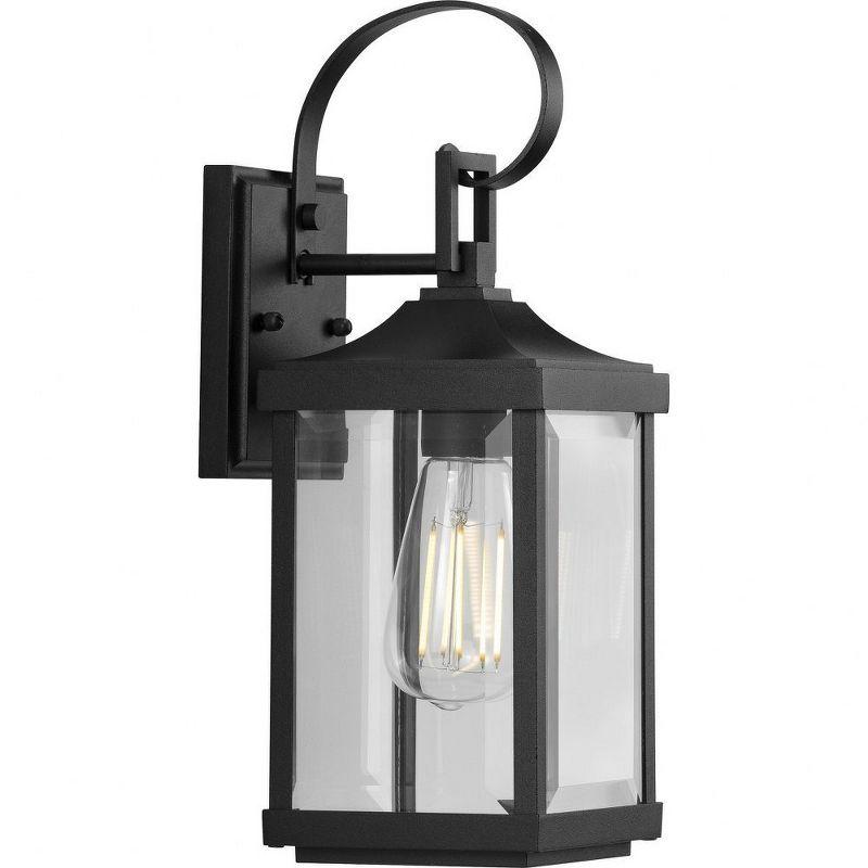 Progress Lighting Gibbes Street 1-Light Wall Lantern in Antique Bronze with Clear Beveled Glass