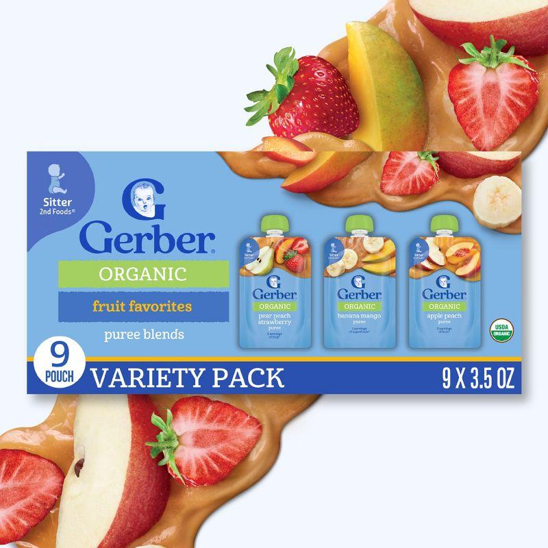 Gerber Stage 2 Organic Baby Food Pouches - Fruit & Veggie Value Pack - 3.5oz/9pk