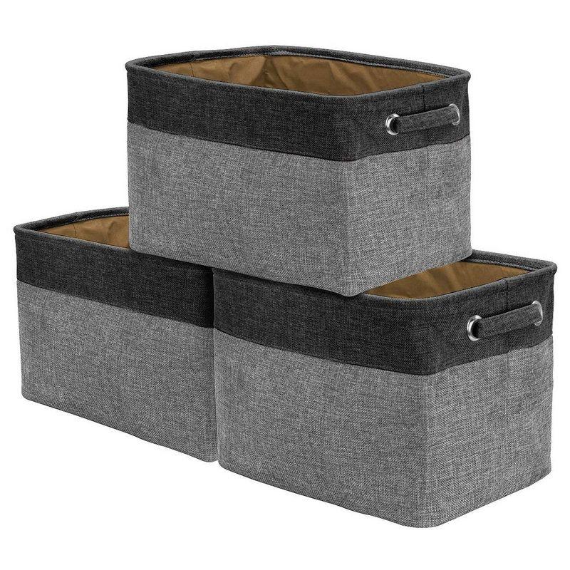 Sorbus Large Black and Gray Fabric Collapsible Storage Bins with Handles