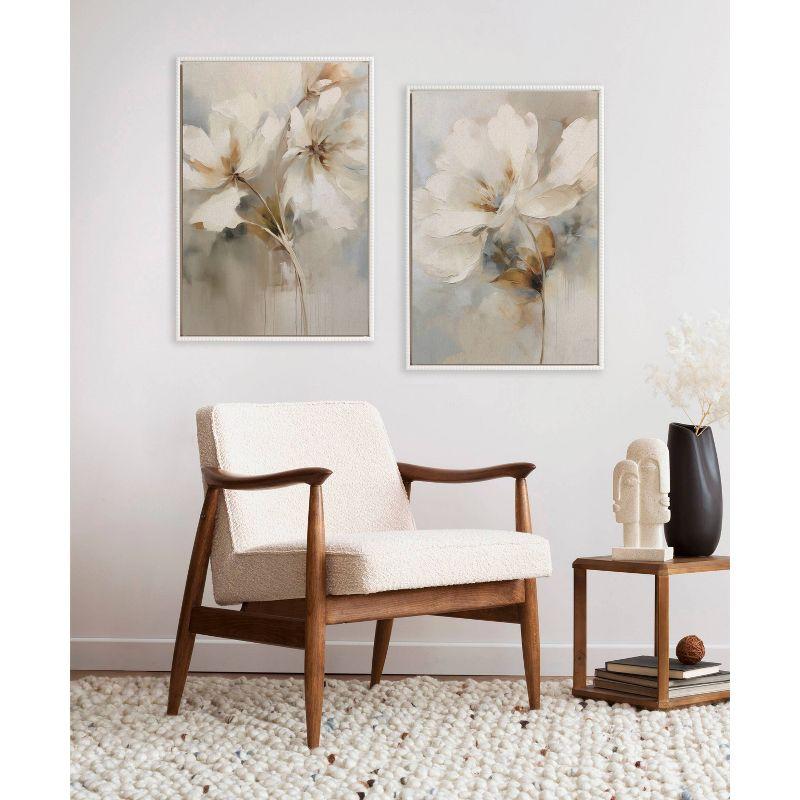 Kate & Laurel All Things Decor (Set of 2) 23"x33" Sylvie Beaded Botanical Floral 1 and 2 Framed Arts by The Creative Bunch Studio White
