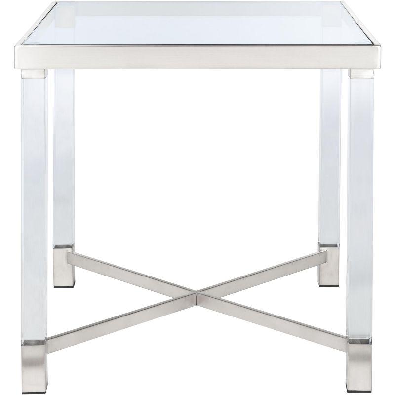 Shawna 28'' Silver Acrylic Square End Table with Glass Top