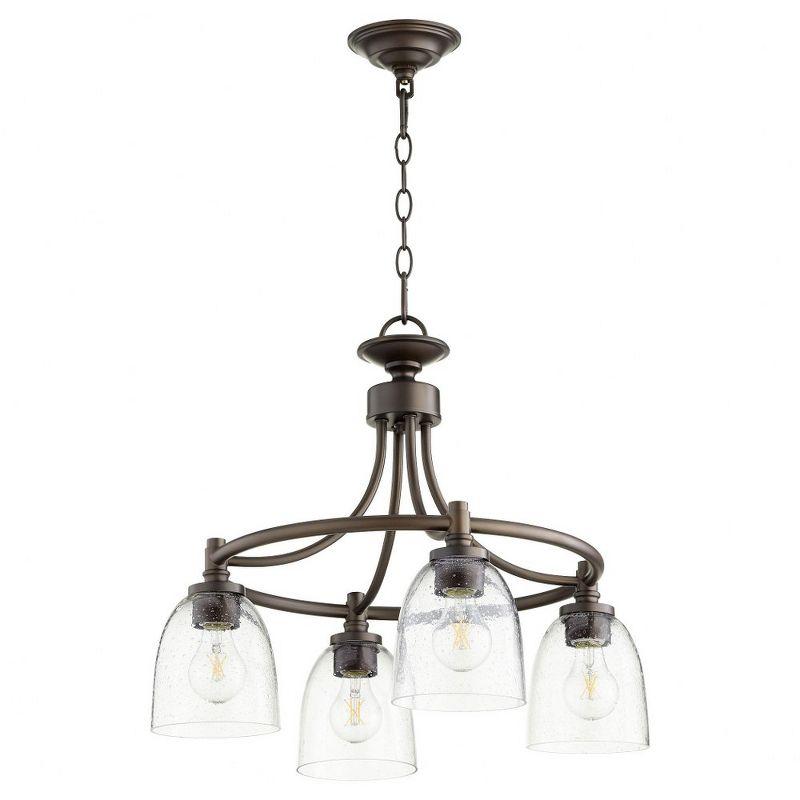 Quorum Lighting Rossington 4-Light Nook Pendant, Oiled Bronze, Clear Seeded
