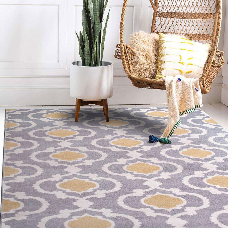 World Rug Gallery Moroccan Trellis Contemporary Indoor Area Rug - Yellow gray 6'6" x 9'