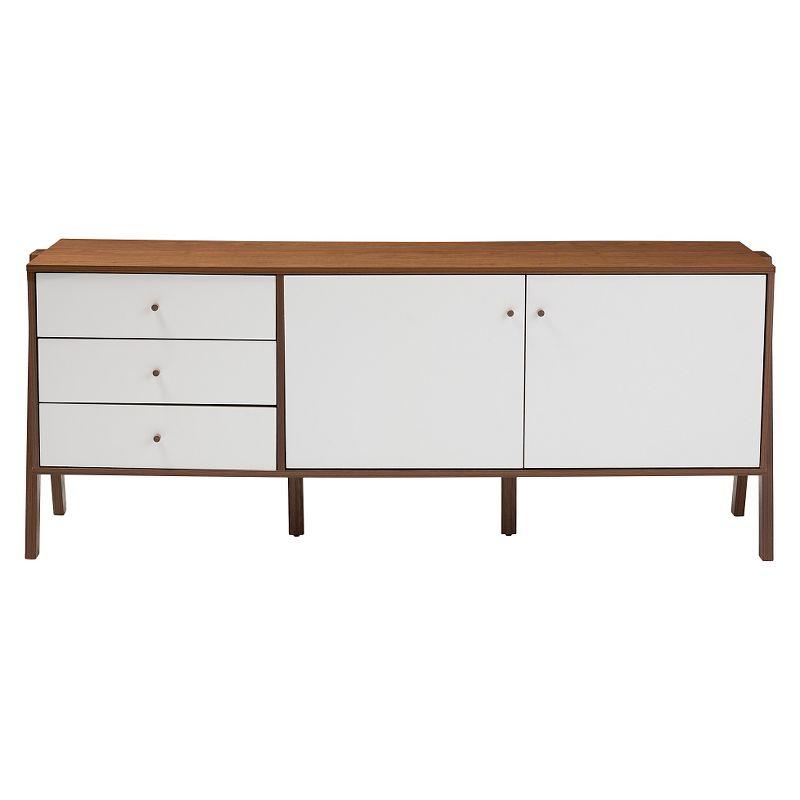 Harlow Mid-century Modern Scandinavian Style Wood Sideboard Storage Cabinet - Walnut/White - Baxton Studio