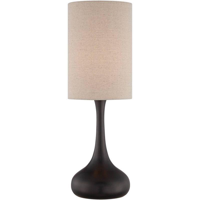 360 Lighting Droplet 24 1/2" High Mid Century Modern Table Lamp Brown Espresso Bronze Finish Metal Single Tan Cylinder Shade Living Room Bedroom