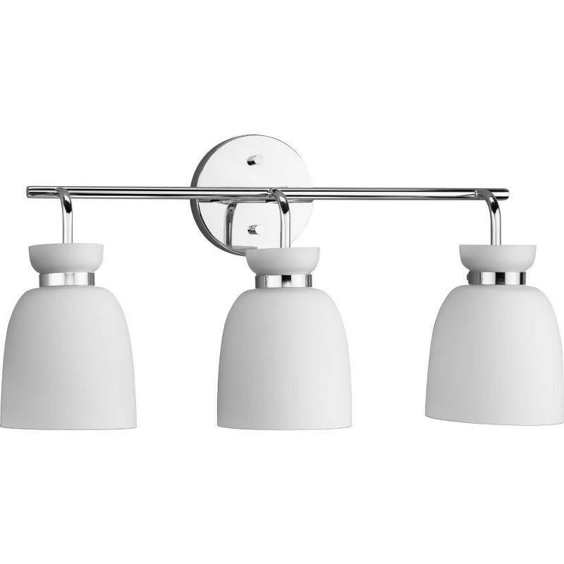 Progress Lighting Lexie 3-Light Vanity Light, Polished Chrome, Opal Glass Shades