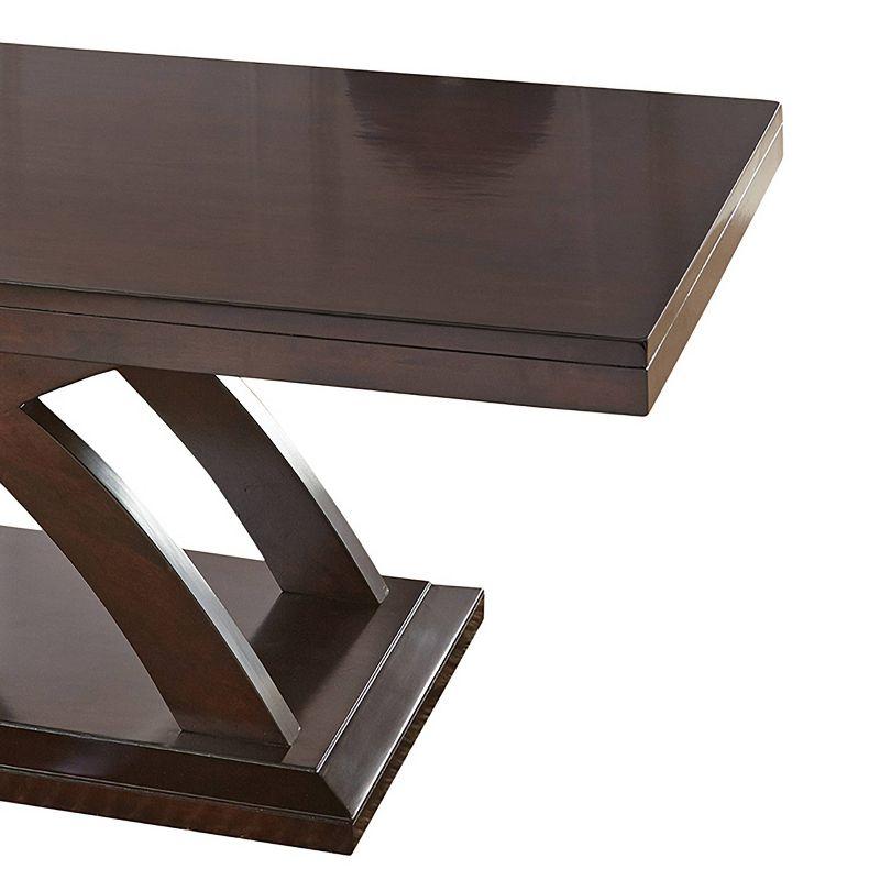 Jocelyn Cocktail Table Espresso Cherry - Steve Silver: Glossy Finish, Wood Laminate Top, Pedestal Base, Rectangular Shape