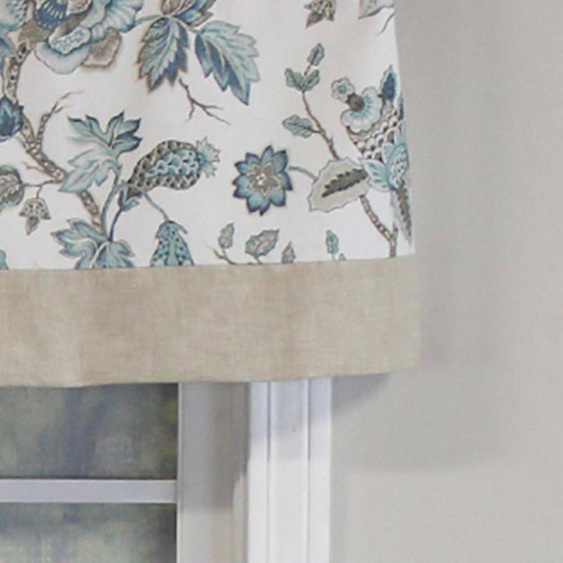 Gianna Spa Floral Rod Pocket Valance with Contrast Banding